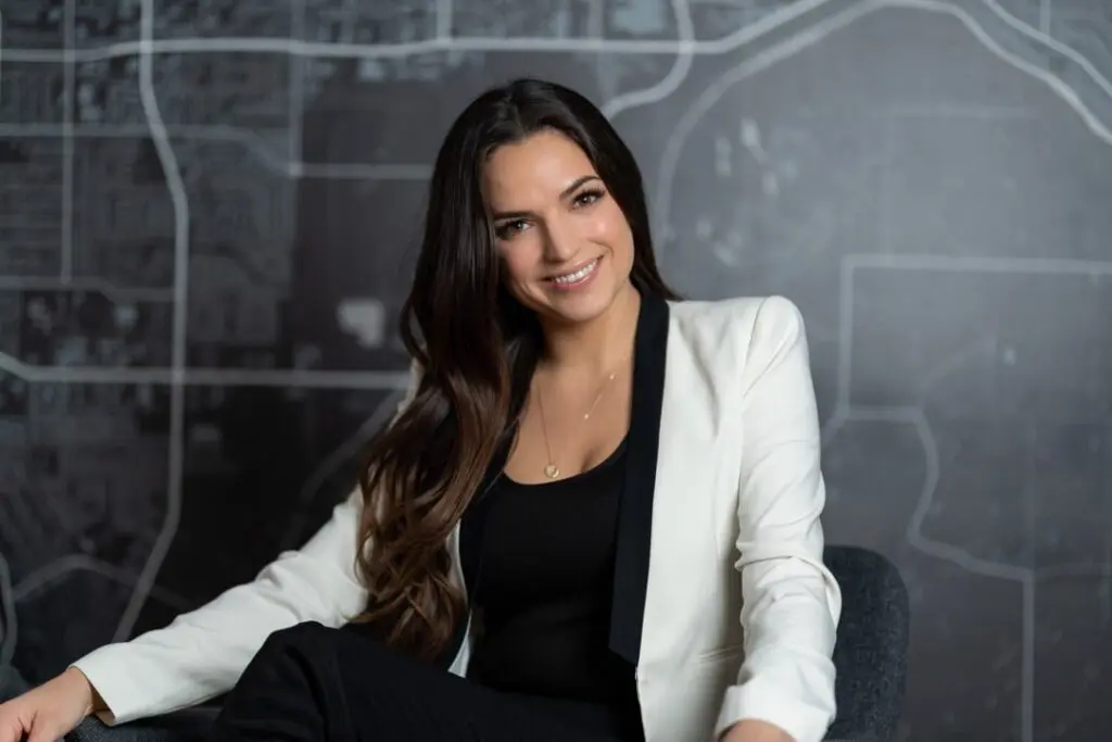 Professional woman taking headshots